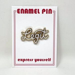 Retro 80's Looking "Legit" Enamel Pin White w/Gold Colored Trim by The Found